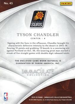 2015-16 Panini Immaculate Collection - Jumbo Patches Team Logos Relics #45 Tyson Chandler Back