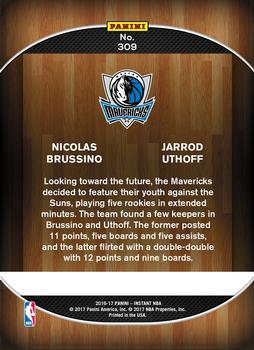 2016-17 Panini Instant NBA #309 Nicolas Brussino / Jarrod Uthoff Back