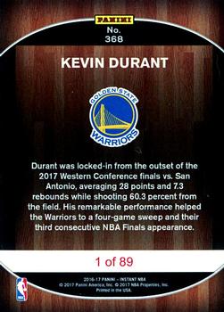 2016-17 Panini Instant NBA #368 Kevin Durant Back