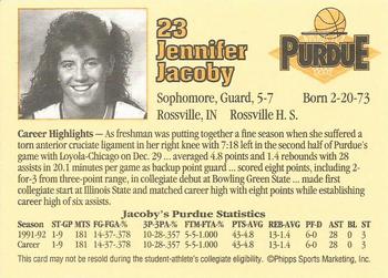 1992-93 Purdue Boilermakers Women #NNO Jennifer Jacoby Back