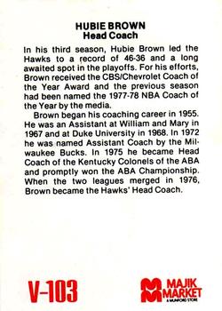 1979-80 Atlanta Hawks #NNO Hubie Brown Back