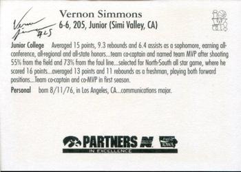 1996-97 Iowa Hawkeyes #NNO Vernon Simmons Back