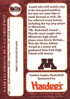 1994-95 Minnesota Golden Gophers #5 Sam Jacobson Back