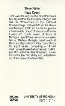 1989-90 Michigan Wolverines #1 Steve Fisher Back