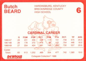 1988-89 Louisville Cardinals Collegiate Collection #6 Butch Beard Back