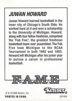 1998 Kenner Starting Lineup Cards NCAA F.A.M.E. #557404 Juwan Howard Back