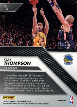 2016-17 Panini Prizm - All Day Blue Wave #12 Klay Thompson Back