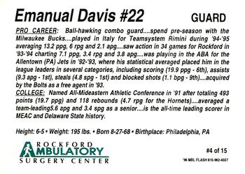 1996-97 Rockford Lightning (CBA) #4 Emanual Davis Back