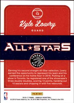2016-17 Donruss - All-Stars #12 Kyle Lowry Back