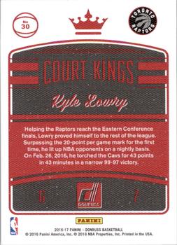 2016-17 Donruss - Court Kings #30 Kyle Lowry Back