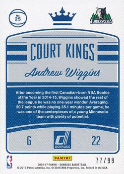 2016-17 Donruss - Court Kings Press Proof Blue #25 Andrew Wiggins Back