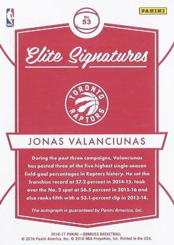 2016-17 Donruss - Elite Signatures #53 Jonas Valanciunas Back