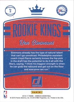 2016-17 Donruss - Rookie Kings #2 Ben Simmons Back