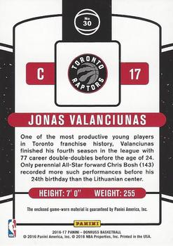 2016-17 Donruss - Jersey Series #30 Jonas Valanciunas Back