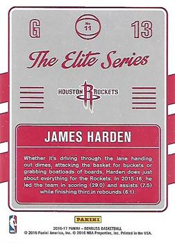 2016-17 Donruss - The Elite Series Press Proof #11 James Harden Back