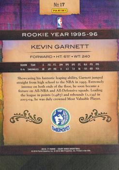 2016-17 Panini Court Kings - 5x7 Box Toppers Rookie Royalty #17 Kevin Garnett Back