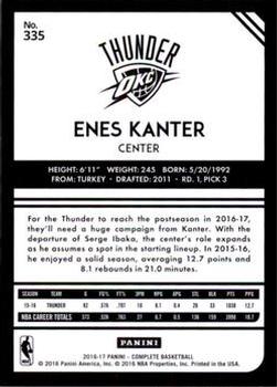 2016-17 Panini Complete - Silver #335 Enes Kanter Back