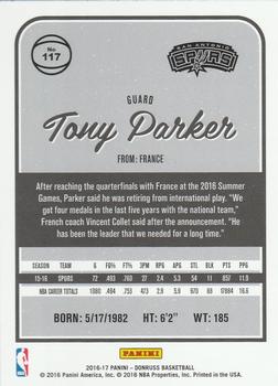 2016-17 Donruss - Orange Holo Laser #117 Tony Parker Back