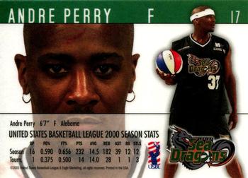 2000-01 USBL 15th Anniversary Set #17 Andre Perry Back