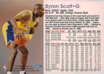 1996-97 Hoops Los Angeles Lakers Team Sheet SGA #NNO Byron Scott Back