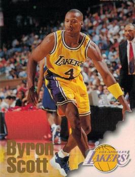 1996-97 Hoops Los Angeles Lakers Team Sheet SGA #NNO Byron Scott Front