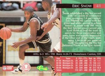 1995 Classic Rookies - Gold Foil #41 Eric Snow Back