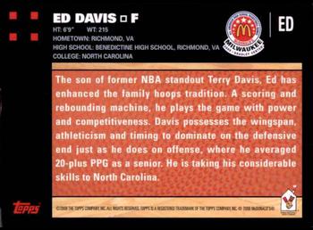 2008 Topps McDonald's All-American Game - Game Day Autographs Aftermarket #ED Ed Davis Back