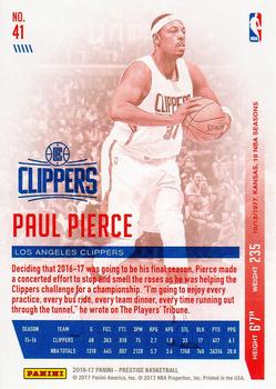 2016-17 Panini Prestige #41 Paul Pierce Back