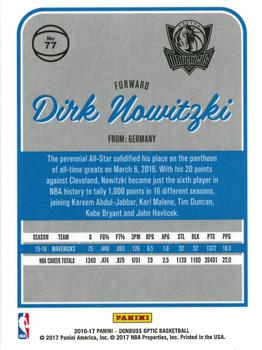 2016-17 Donruss Optic #77 Dirk Nowitzki Back