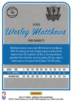 2016-17 Donruss Optic #79 Wesley Matthews Back