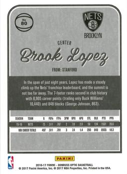 2016-17 Donruss Optic #80 Brook Lopez Back