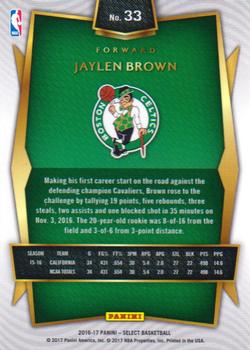 2016-17 Panini Select #33 Jaylen Brown Back