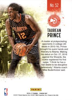 2016-17 Panini Day #52 Taurean Prince Back