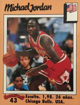 1989 Hobby Press Spain 100 Gigantes del Basket Mundial Stickers #43 Michael Jordan Front