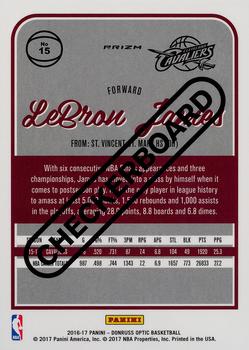 2016-17 Donruss Optic - Checkerboard #15 LeBron James Back