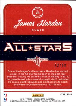 2016-17 Donruss Optic - All-Stars Red #28 James Harden Back