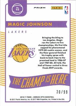 2016-17 Donruss Optic - The Champ is Here Red #15 Magic Johnson Back