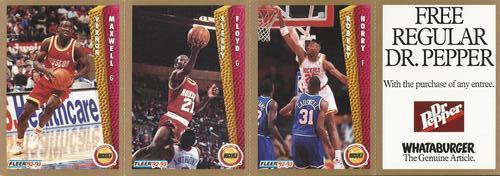 1992-93 Fleer - Houston Rockets Whataburger 3-Card Panels #NNO Vernon Maxwell / Sleepy Floyd / Robert Horry Front