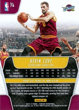 2016-17 Panini Threads #78 Kevin Love Back