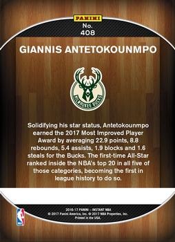 2016-17 Panini Instant NBA - Green #408 Giannis Antetokounmpo Back