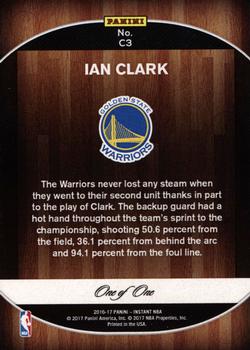 2016-17 Panini Instant NBA - Golden State Warriors 2017 Finals Championship Set Black #C3 Ian Clark Back