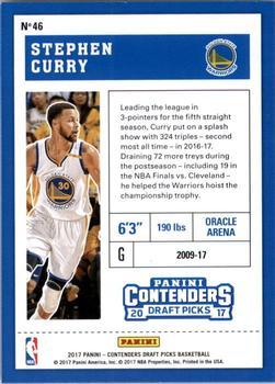 2017 Panini Contenders Draft Picks #46 Stephen Curry Back