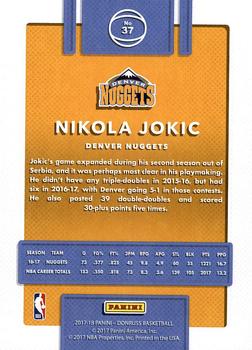2017-18 Donruss #37 Nikola Jokic Back