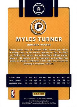 2017-18 Donruss #58 Myles Turner Back