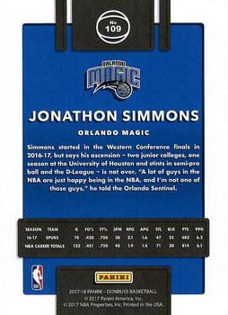 2017-18 Donruss #109 Jonathon Simmons Back
