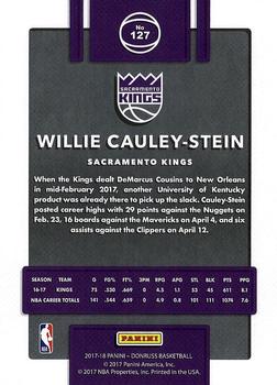 2017-18 Donruss #127 Willie Cauley-Stein Back