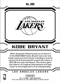 2017-18 Hoops #299 Kobe Bryant Back