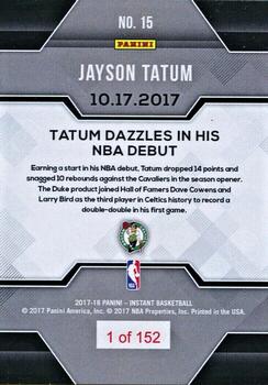 2017-18 Panini Instant NBA #15 Jayson Tatum Back