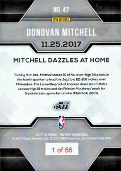 2017-18 Panini Instant NBA #47 Donovan Mitchell Back