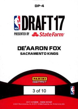 2017-18 Panini Instant NBA - Draft Night Green #DP-4 De'Aaron Fox Back